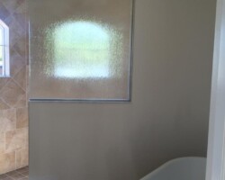 3/8” tempered rain glass with brush nickel channel