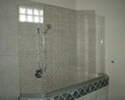 3/8” tempered Flemish glass, neo angle with chrome channel